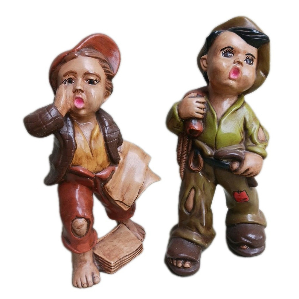 Vintage 1960s Newspaper Hobo Boy Ceramic Figurine